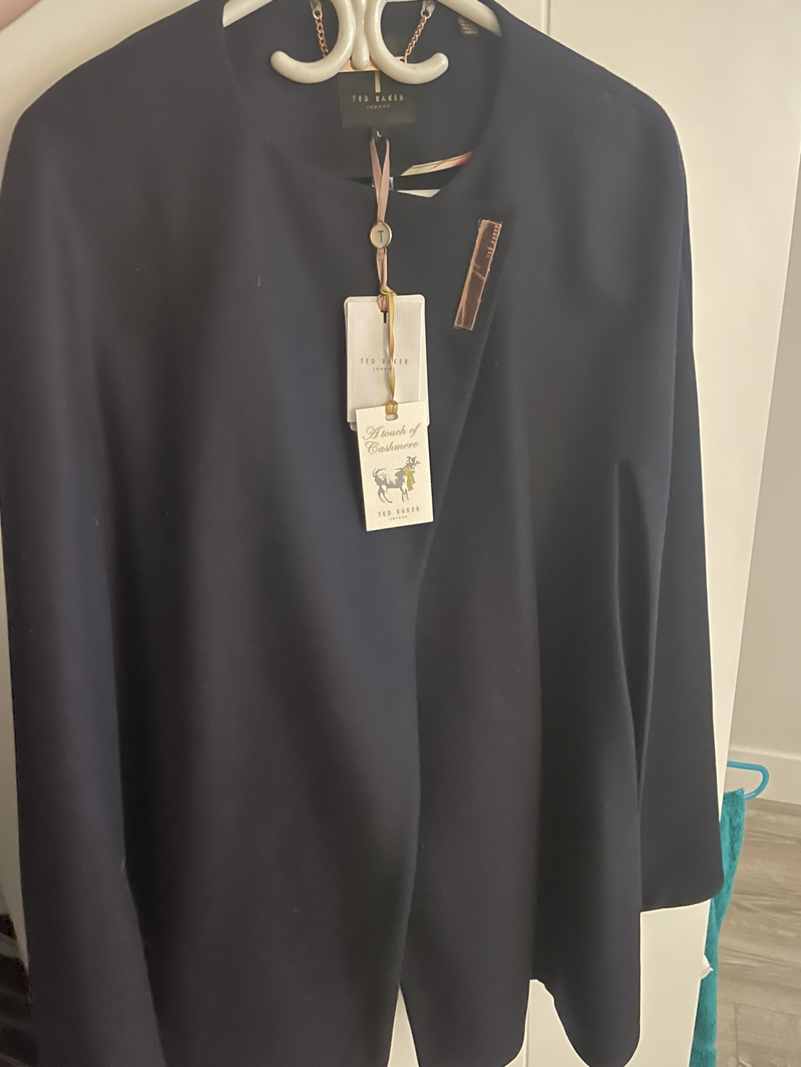 TED BAKER Navy Blue Pancho/ Cashmere overcoat thumbnail