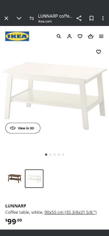 Ikea Lunnarp Coffee Table White - photo 3