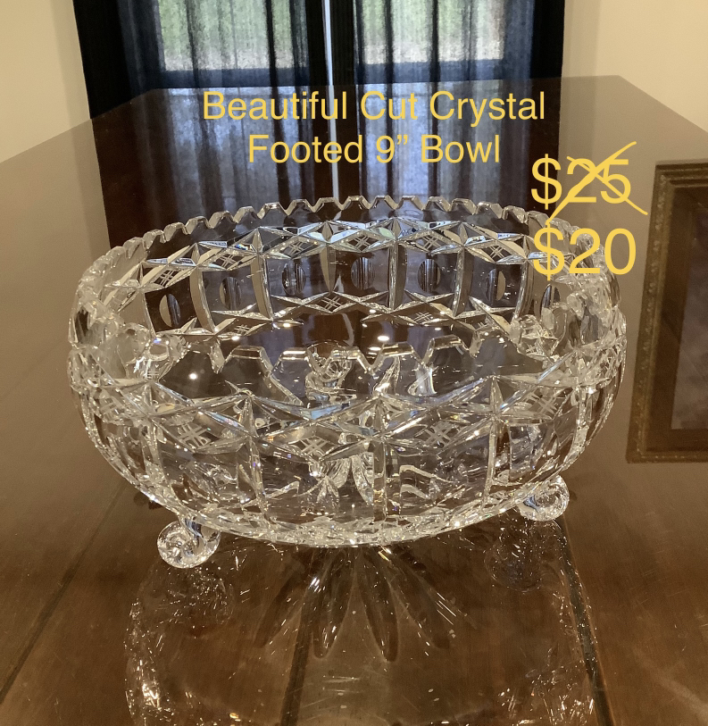 ❤️Beautiful Cut Crystal 9” Footed Bowl thumbnail