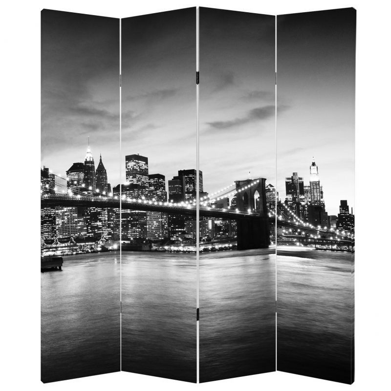 NEW in BOX Stylish Monochrome Room Divider — 4 Panel Canvas