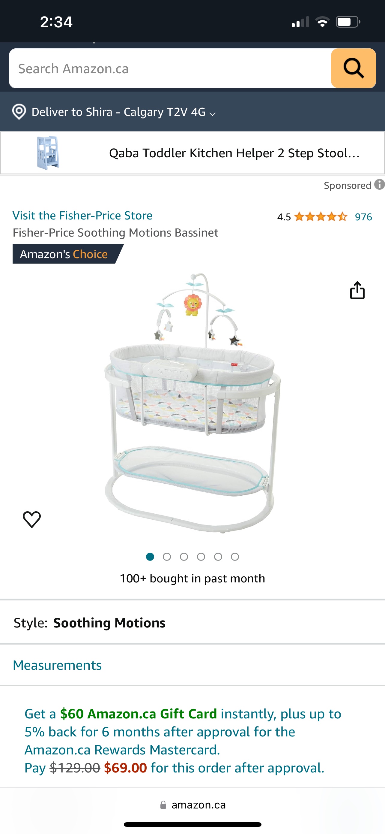 Fisher Price Soothing Motions Bassinet