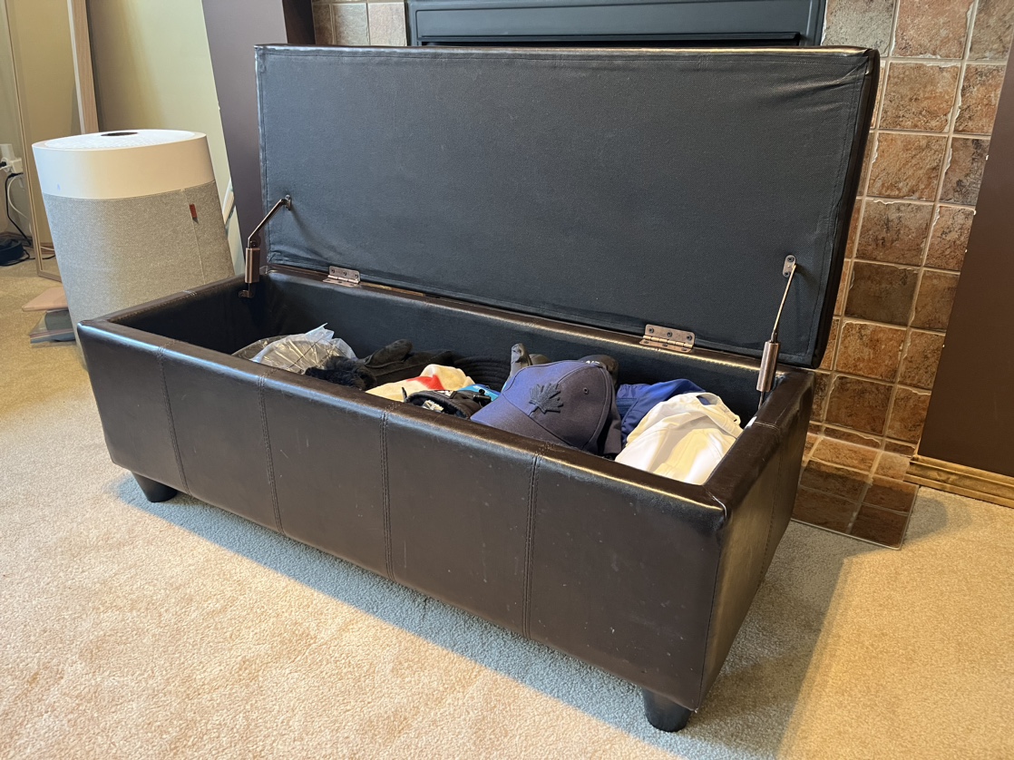 Bouclair Faux Leather Storage Bench Ottoman - Dark Brown - photo 3