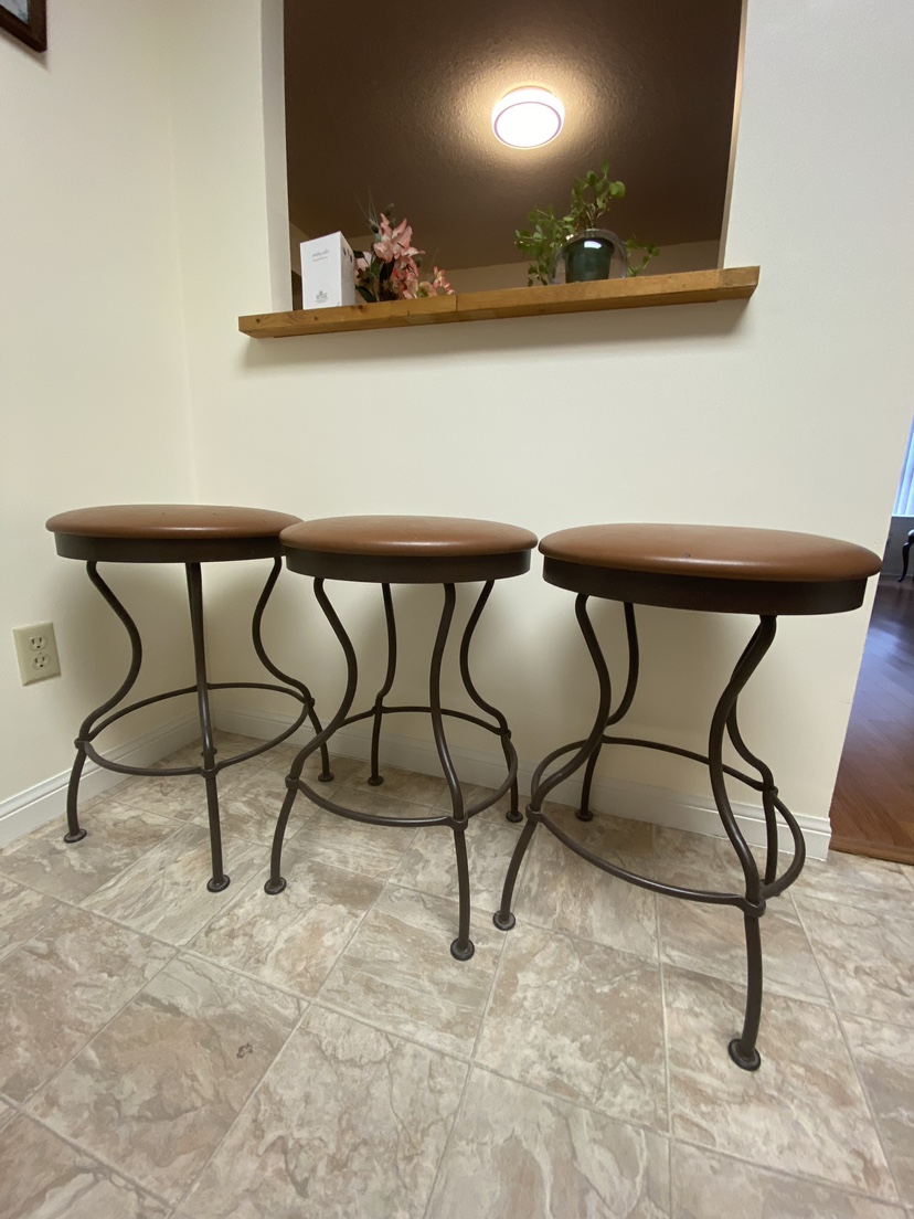 3 wrought iron stools