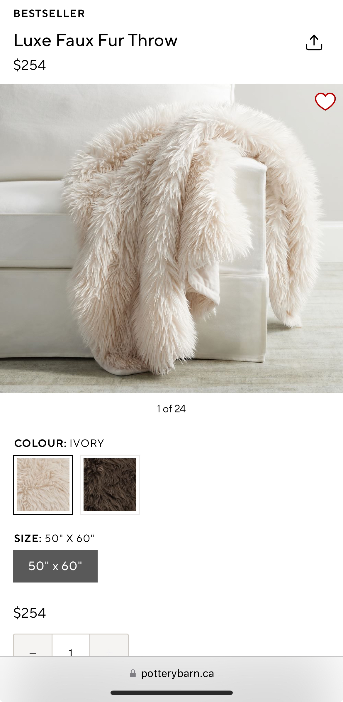 Potterybarn Luxe Faux Fur Throw Blanket