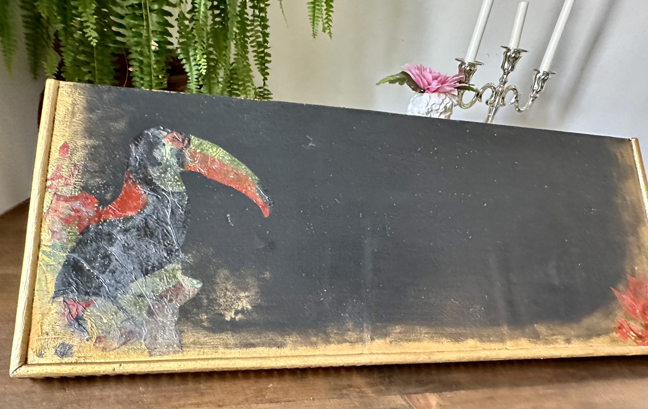 Rustic Distressed Glam Decoupage & Gold Wall Shelf thumbnail