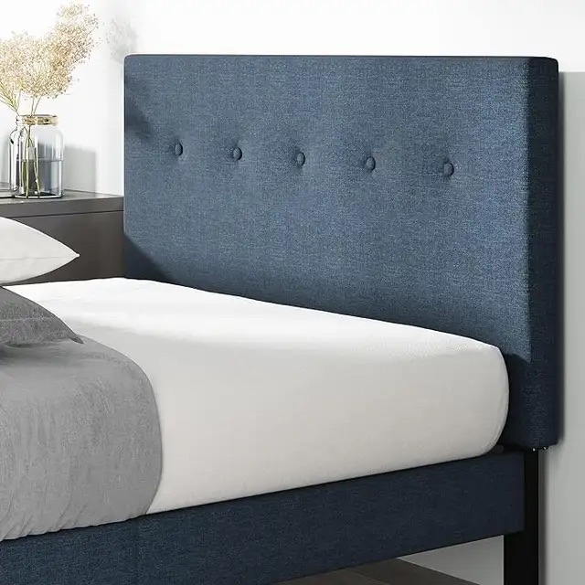 ZINUS Omkaram Navy Button Upholstered Platform Bed Frame | Queen - photo 2