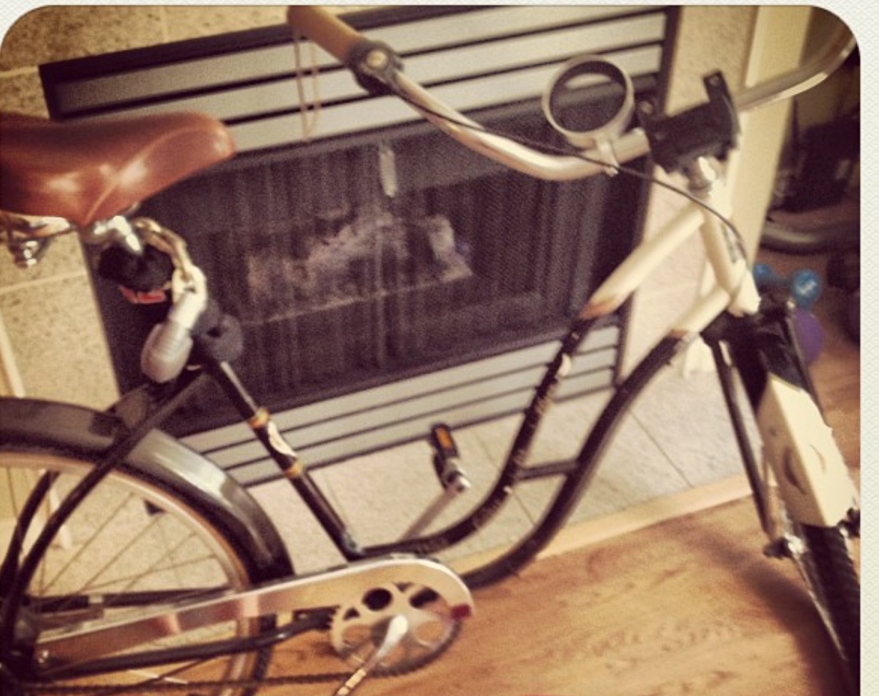 Custom built and painted Cruiser Bike forest green and cream