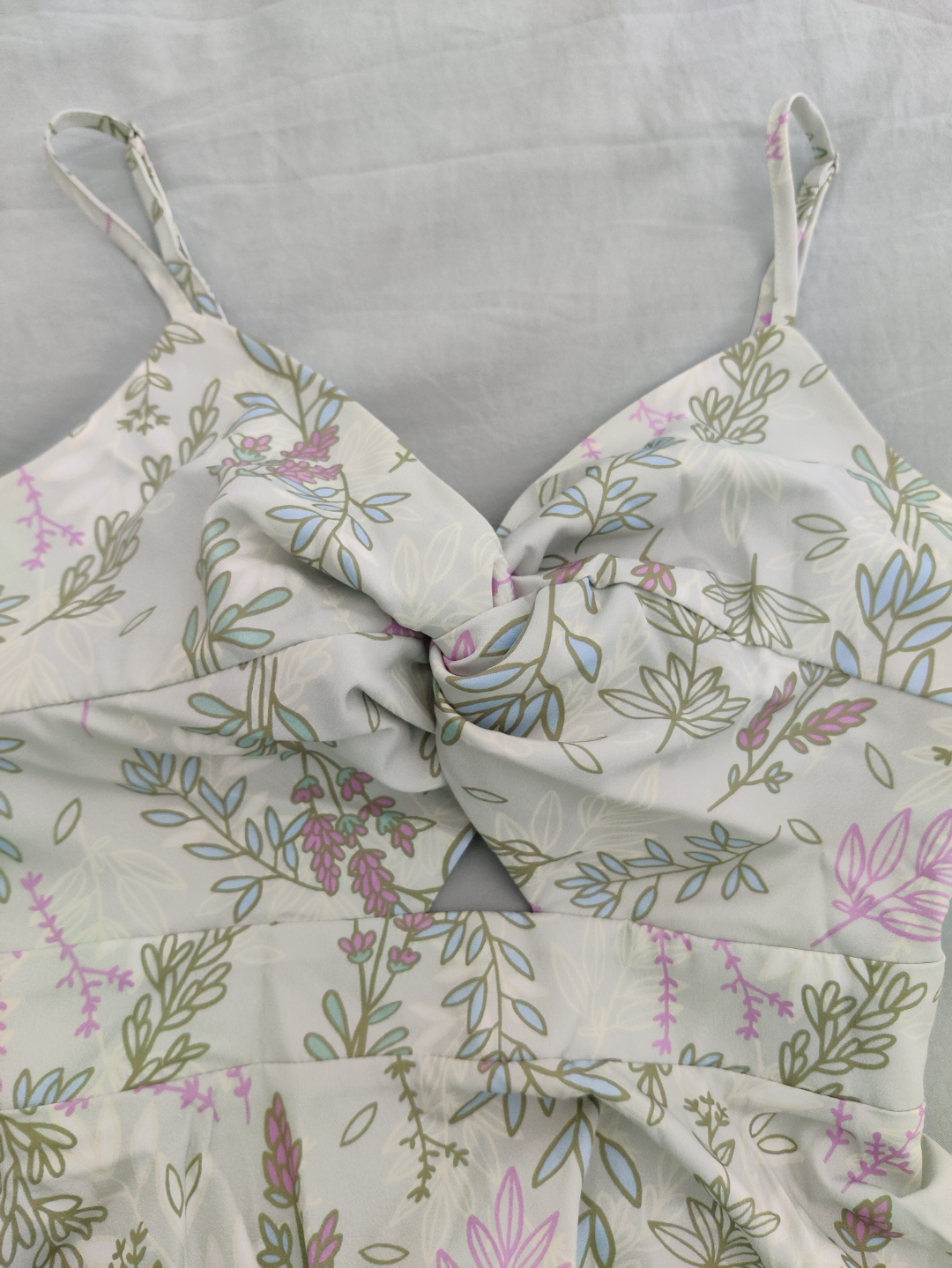 Cream green floral dress image indicator(3)