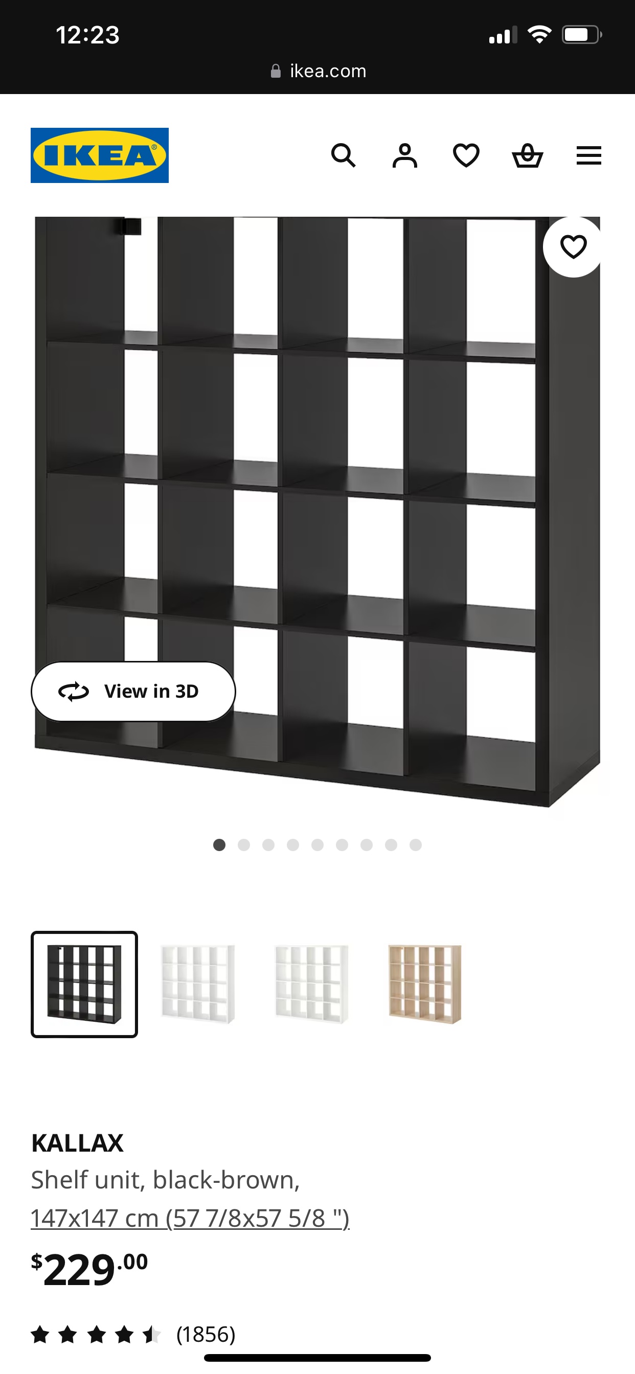 Dark brown- black Kallax/Expedit 4x4 shelf unit with table - photo 5