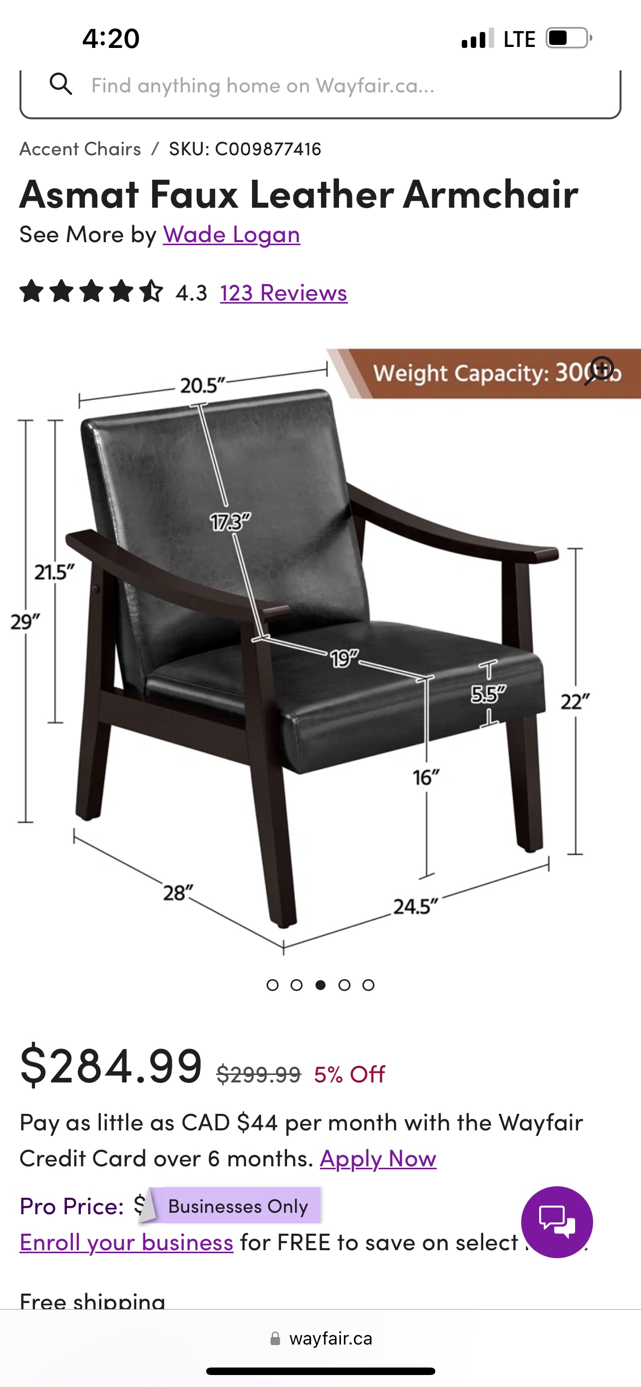 Asmat 24.5" W Faux Leather Armchair - photo 4
