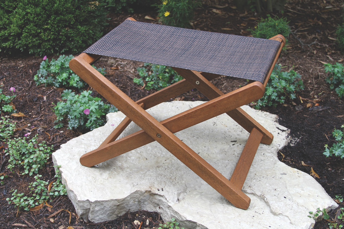 *Set of 2* Folding Footstools - Sling and Wood - Dark Brown