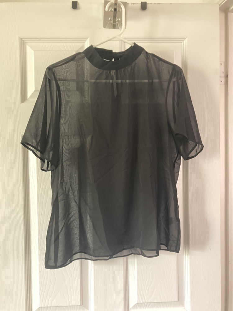 Sheer mock neck top thumbnail
