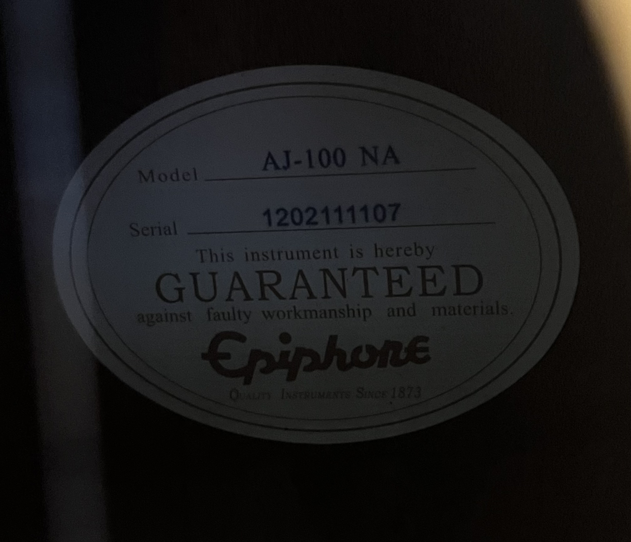 2012 Epiphone AJ 100 Natural image indicator(8)