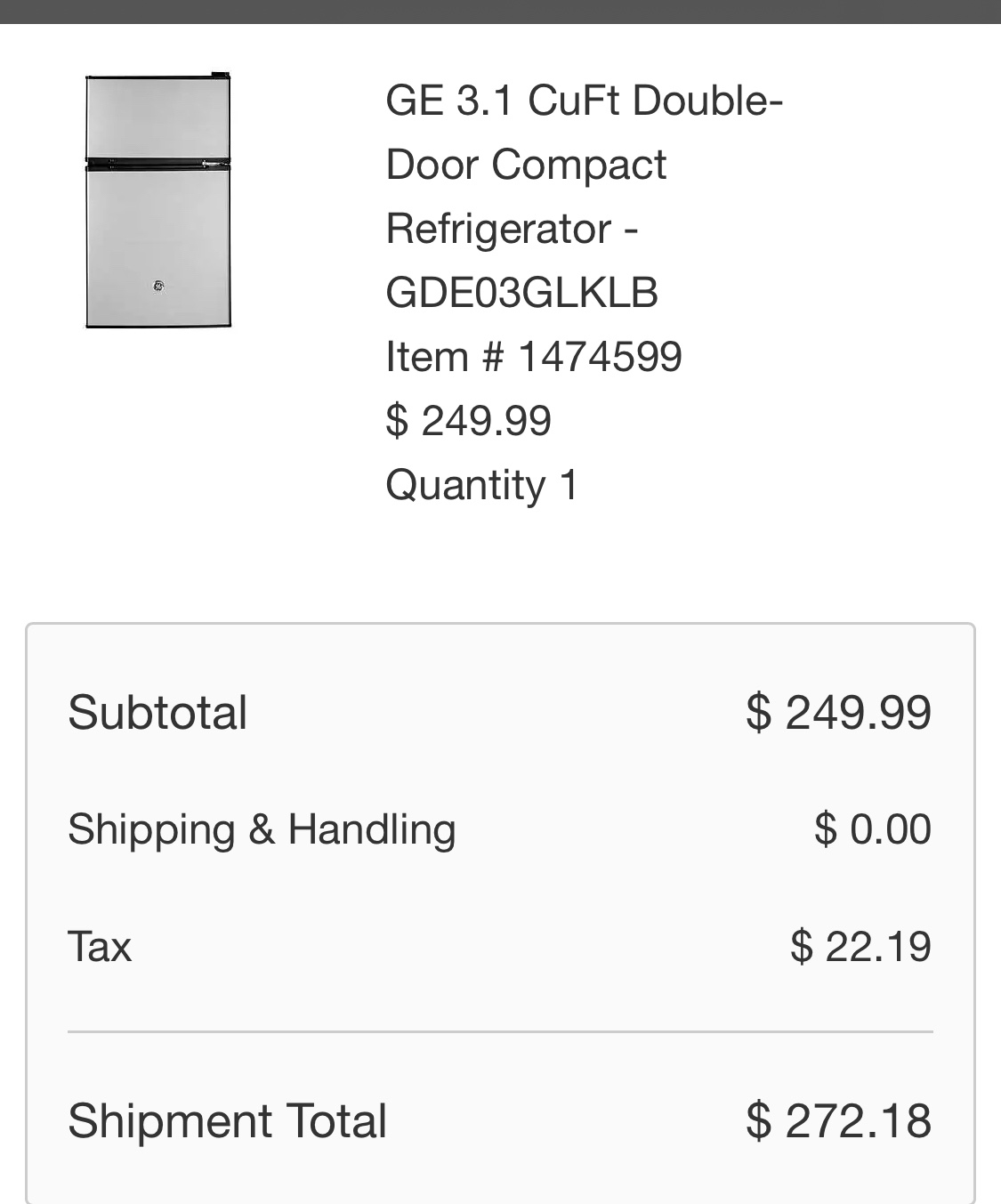 Refrigerator GE 3.1 CuFt Double-Door Compact