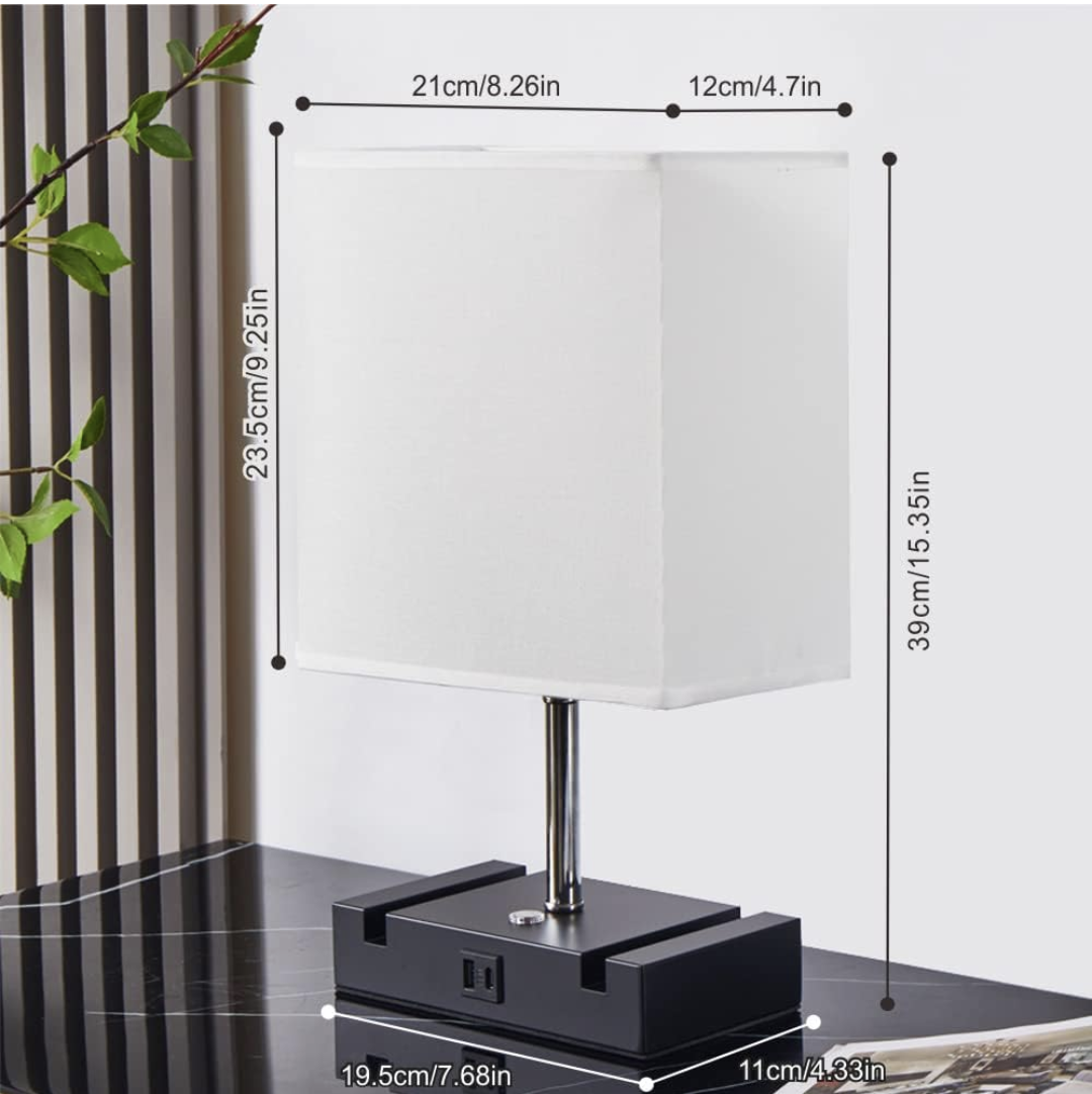 BNIB Set of 2 dual charging ports white table lamps thumbnail