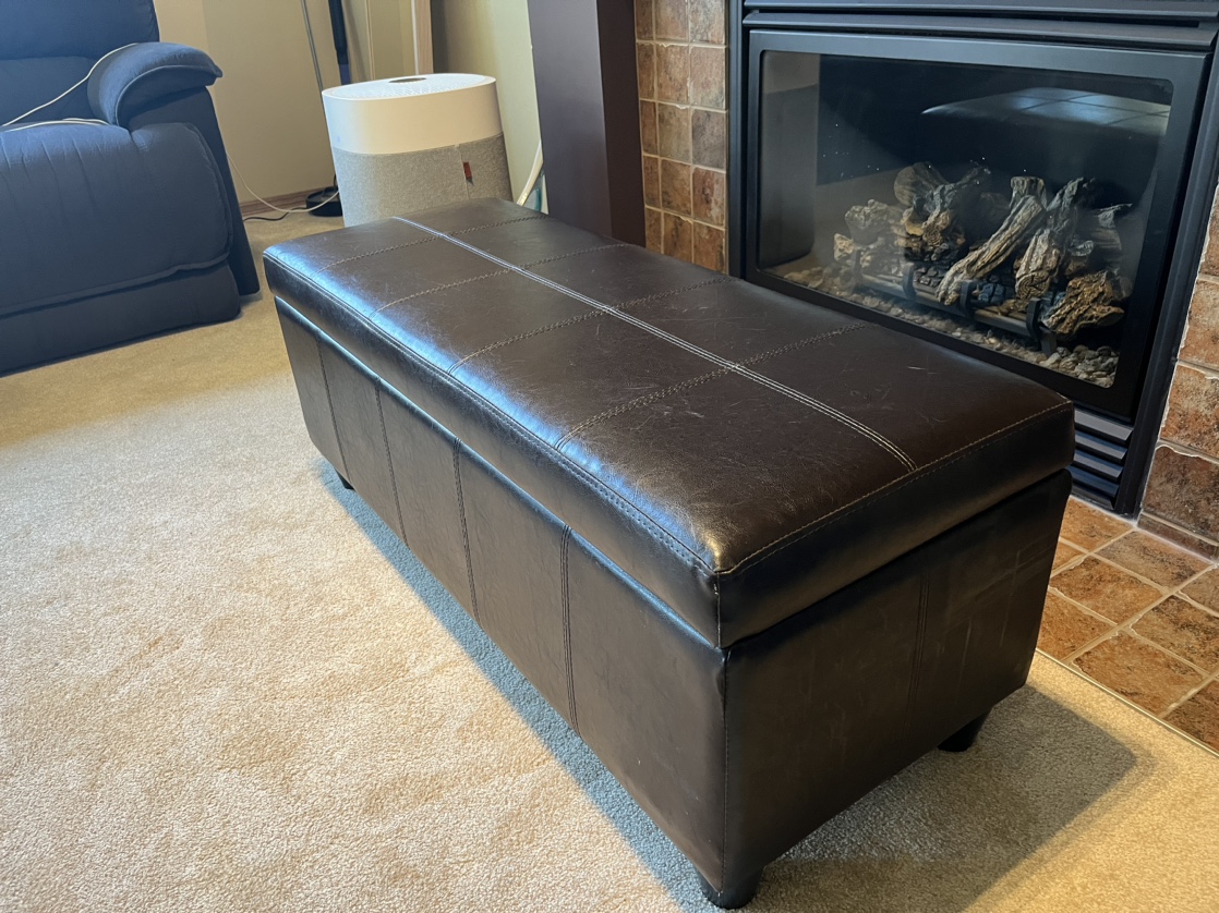 Bouclair Faux Leather Storage Bench Ottoman - Dark Brown - photo 2