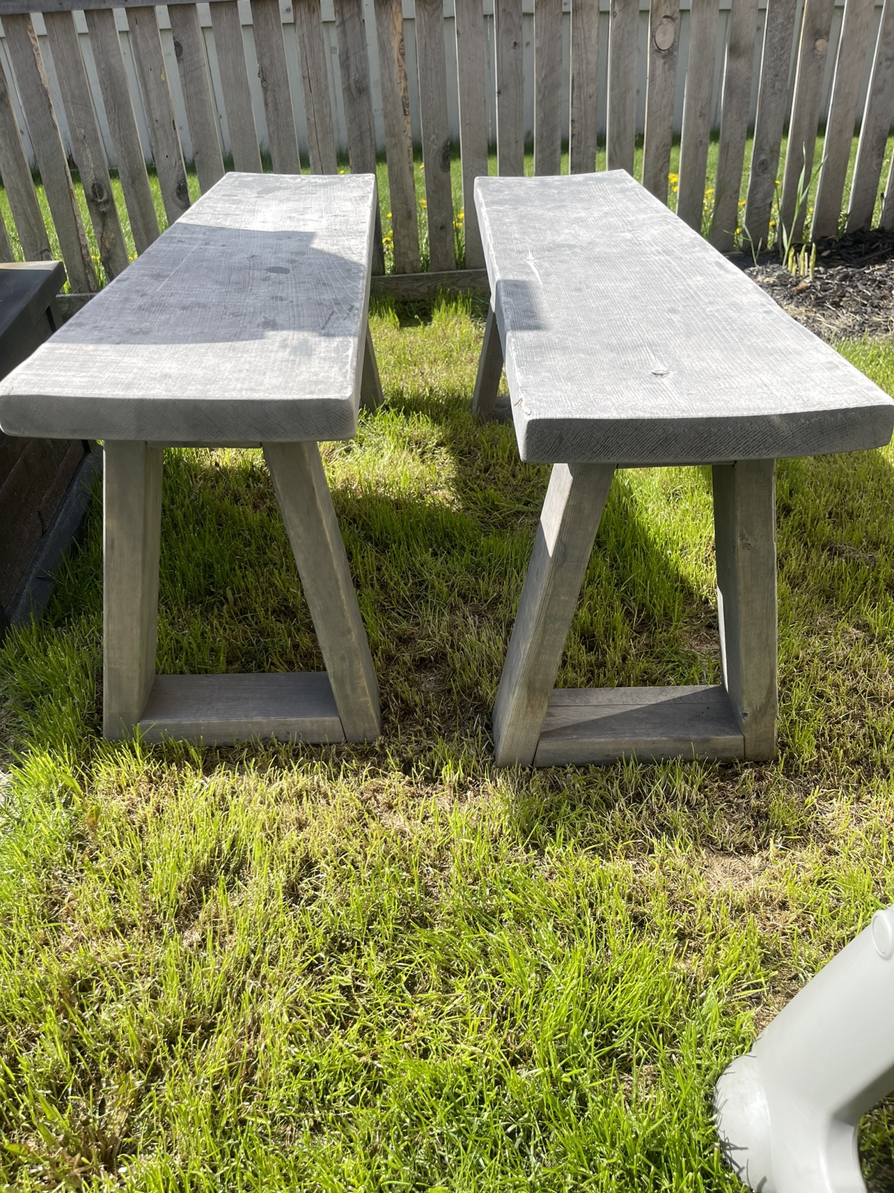 Rustic solid wood benches. Set of two - photo 4