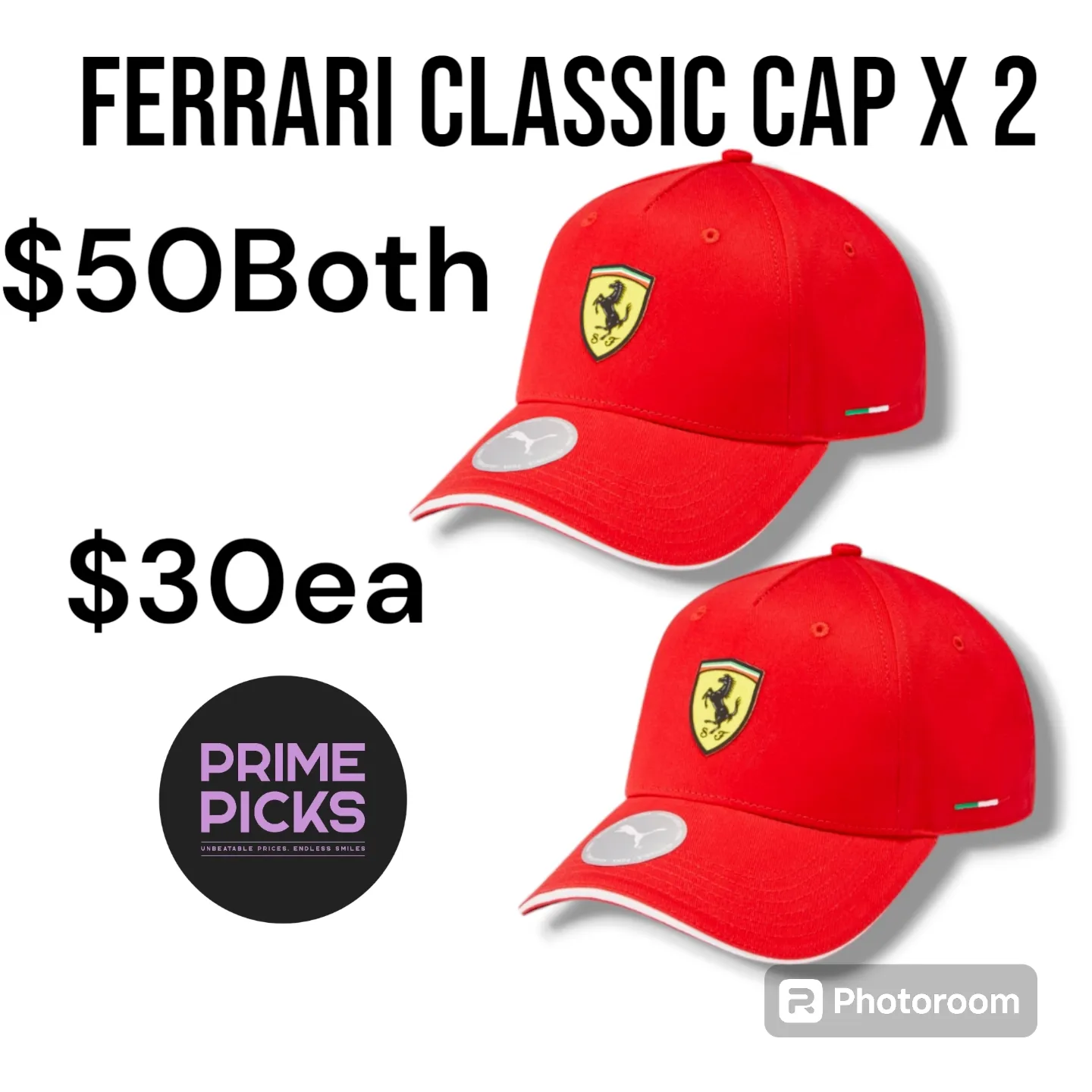 set of 2 Scuderia Ferrari Classic caps
