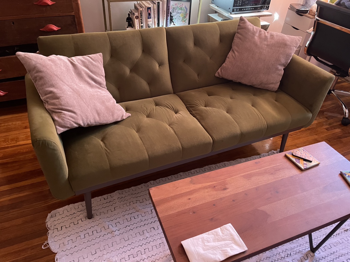 Green fold out couch