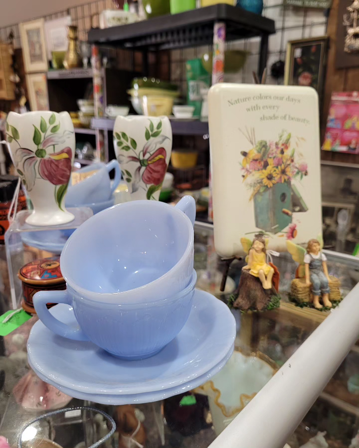 canadian pyrex delphite cup n saucer