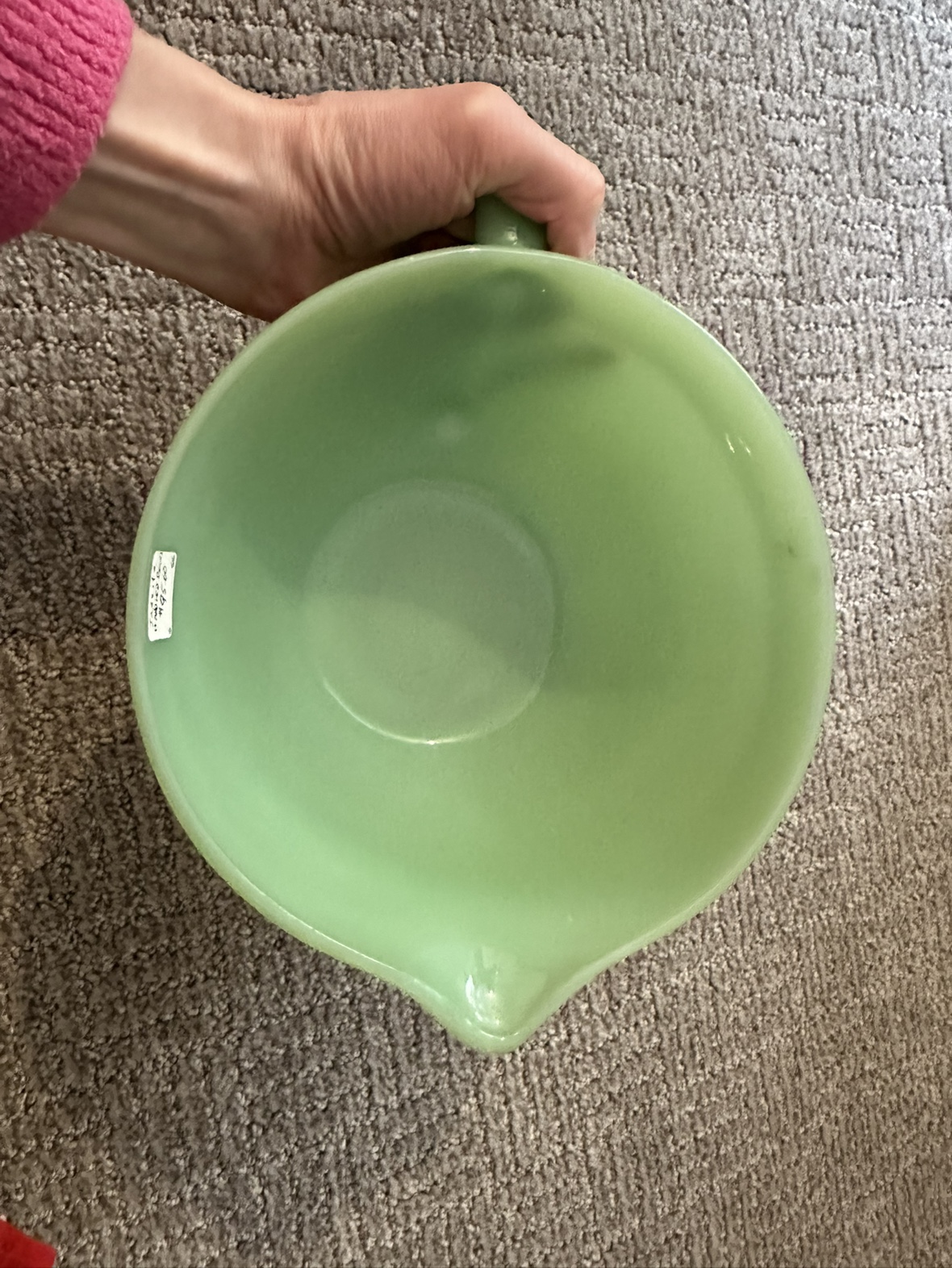Jadeite handled bowl