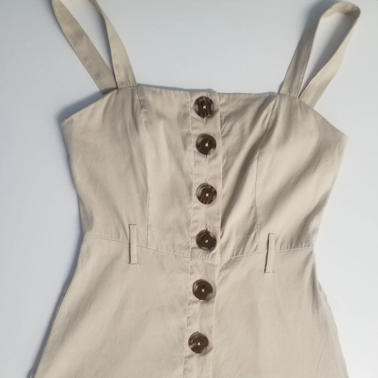 Linen Dress, Button down, Beige / Cream Dress image indicator(2)