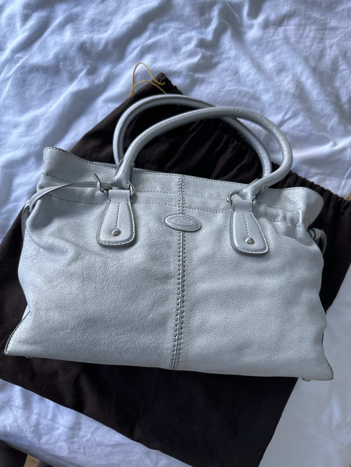 Tod’s silver tote bag