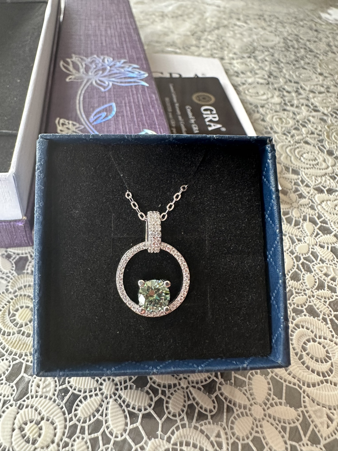 Sterling 925 Silver Hypoallergenic Necklace  Moissanit - photo 2