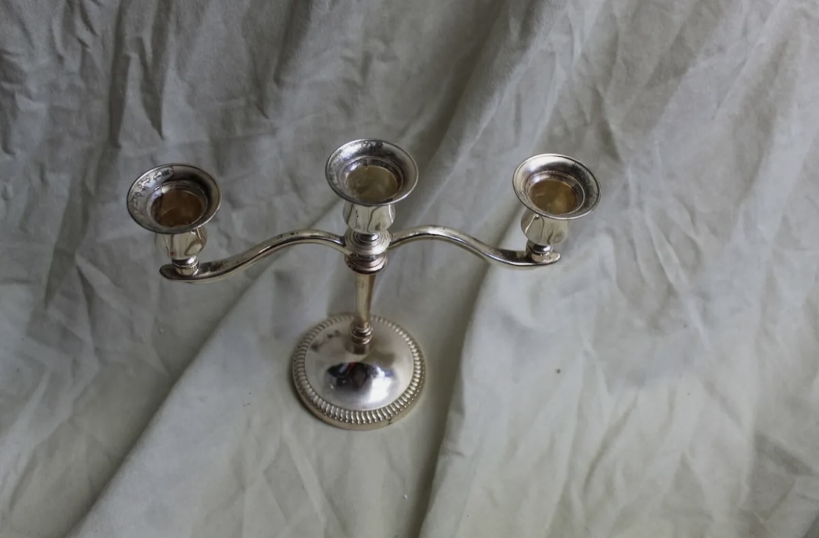 2 Vintage Silver Plated Candelabra Holds 3 Candles image indicator(2)