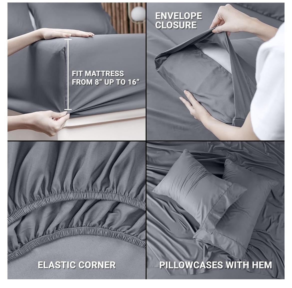 Grey microfiber bedsheets and pillowcases image indicator(2)