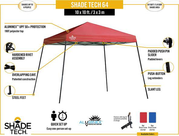 Quik Shade 10' x 10' Slant Leg Canopy - Blue - photo 4
