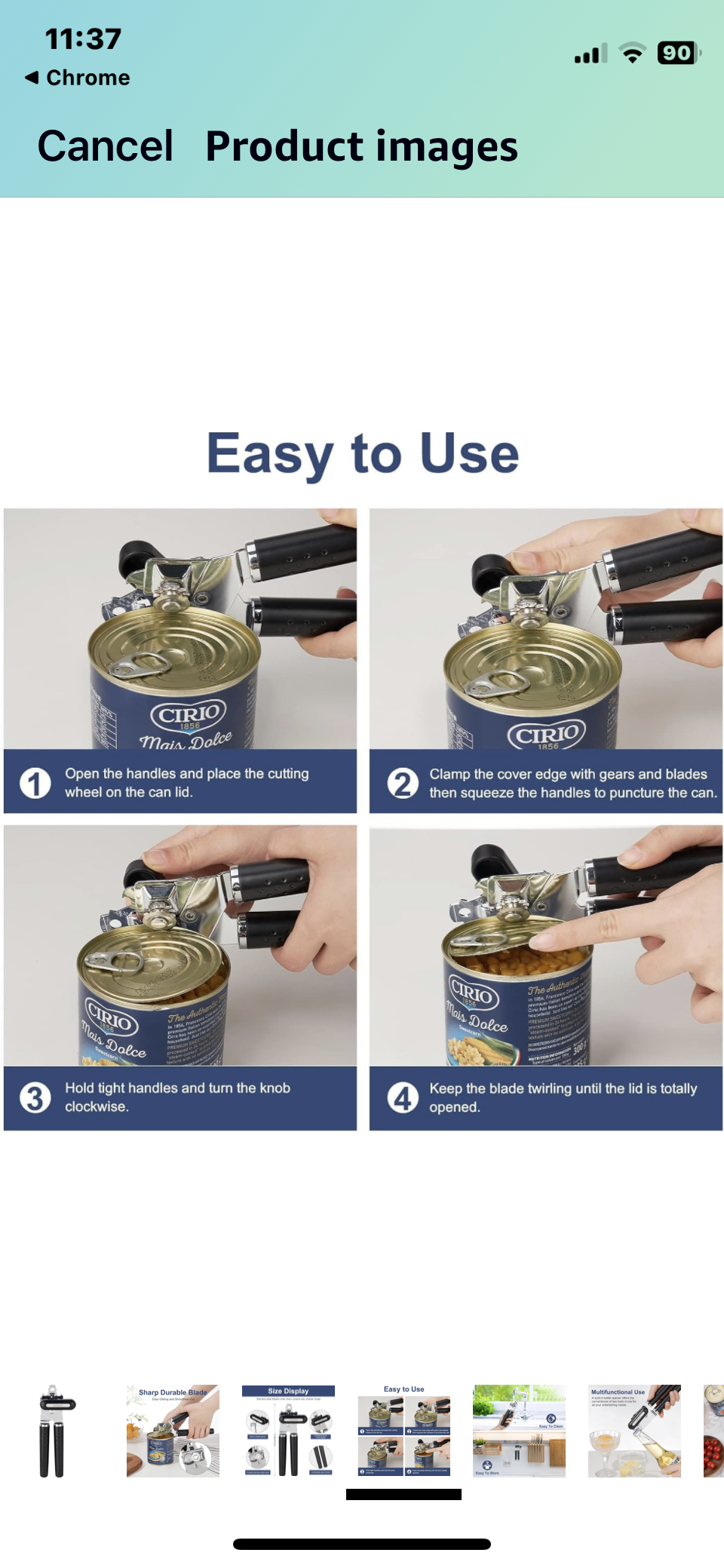 Can Opener, Manual Can Opener Kitchen Durable Stainless Steel image indicator(5)