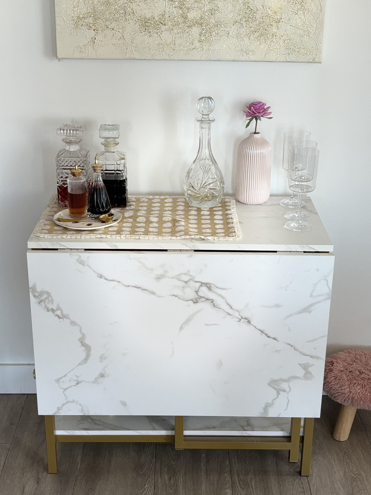 Marble + gold bar cart/table - photo 4