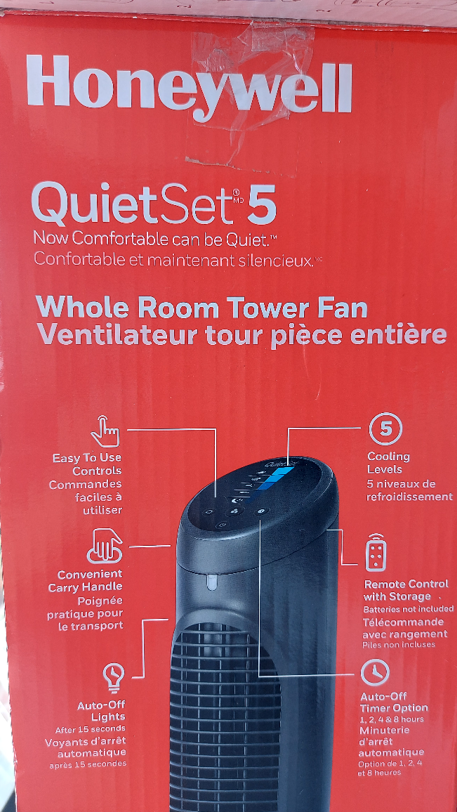 Honeywell Oscillating Tower Fan 5 speed thumbnail