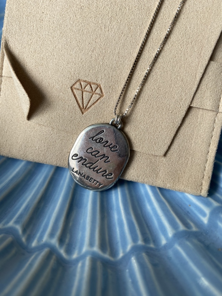 Sterling Silver Heart Lock Medallion Mantra Necklace image indicator(3)