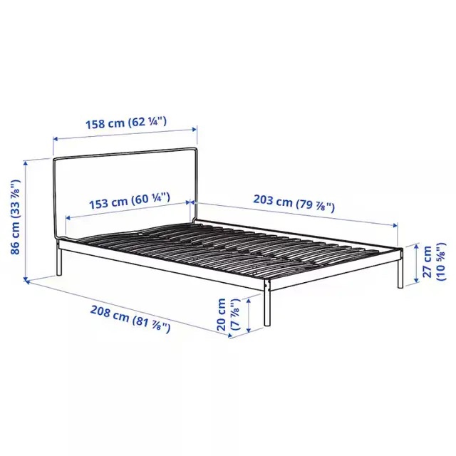 IKEA KLEPPSTAD Bed frame | white/Vissle beige | Queen - photo 5