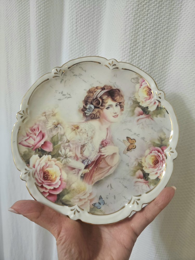 Pretty Vintage  Style Ceramic Tricket Jewelry Tray Plate image indicator(2)