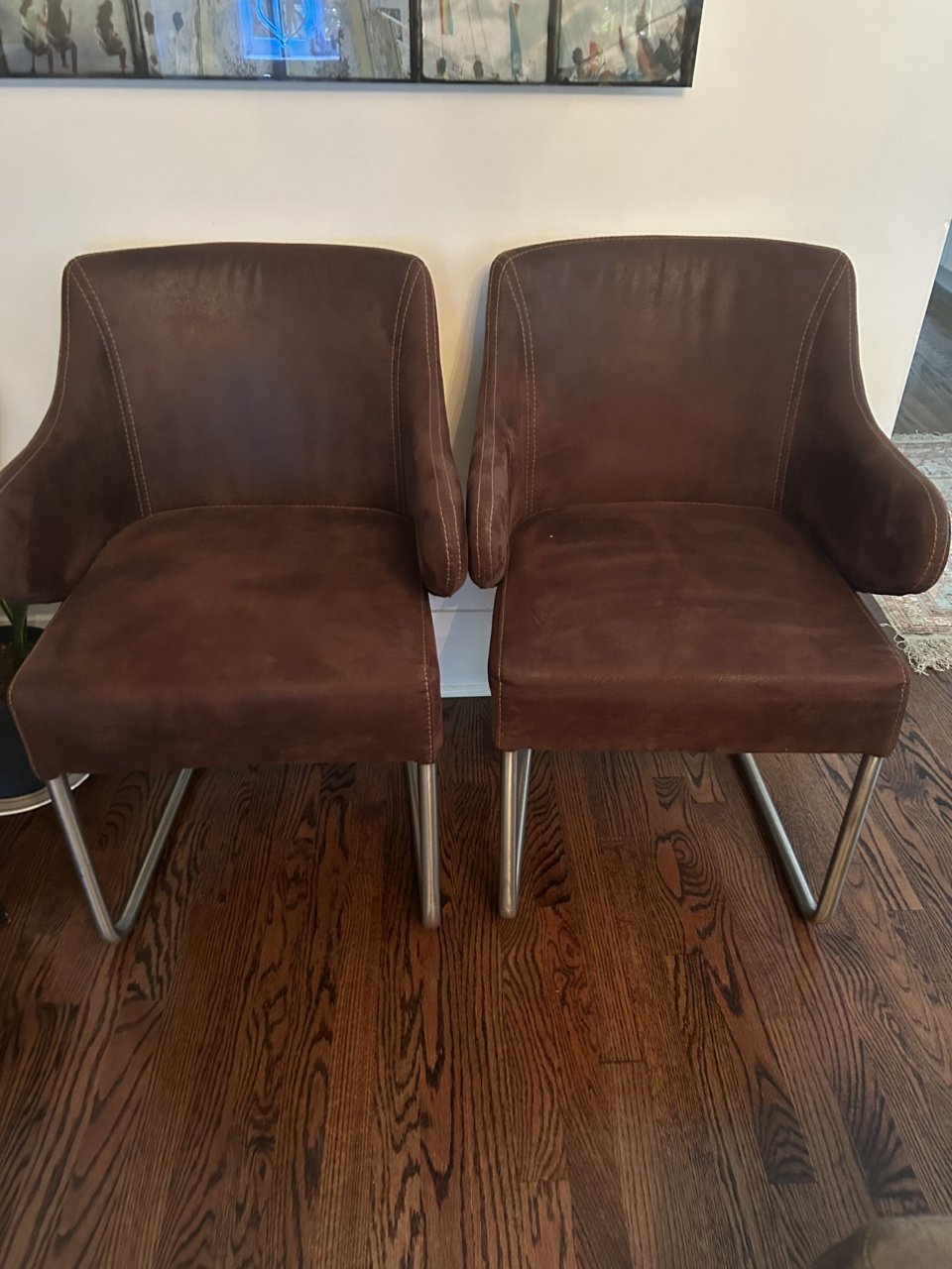 2 suede chairs