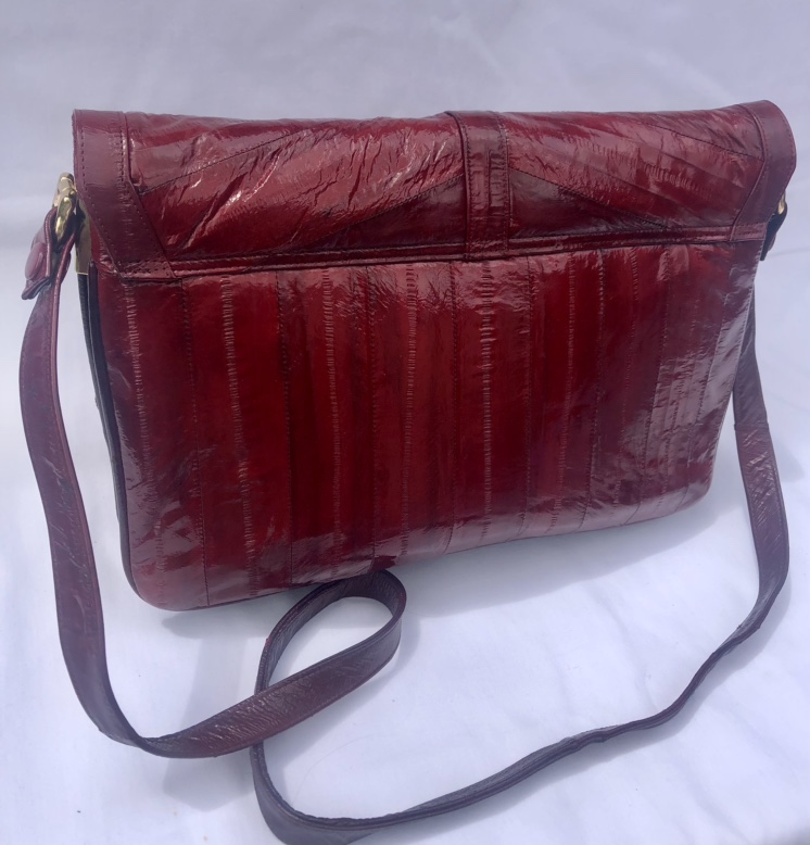 Eel Skin Purse Burgundy Red Shoulder Crossbody image indicator(2)
