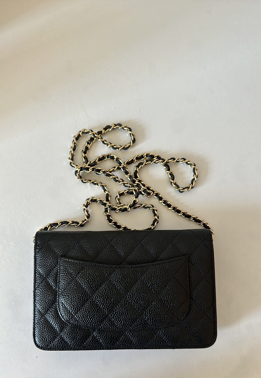 Chanel bag quilted caviar wallet on chain WOC in Black leathet - photo 2