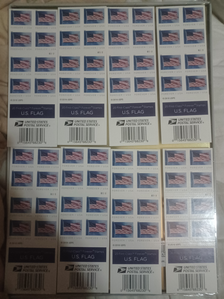 Forever stamps, $11 for 1 book (20 stamps)