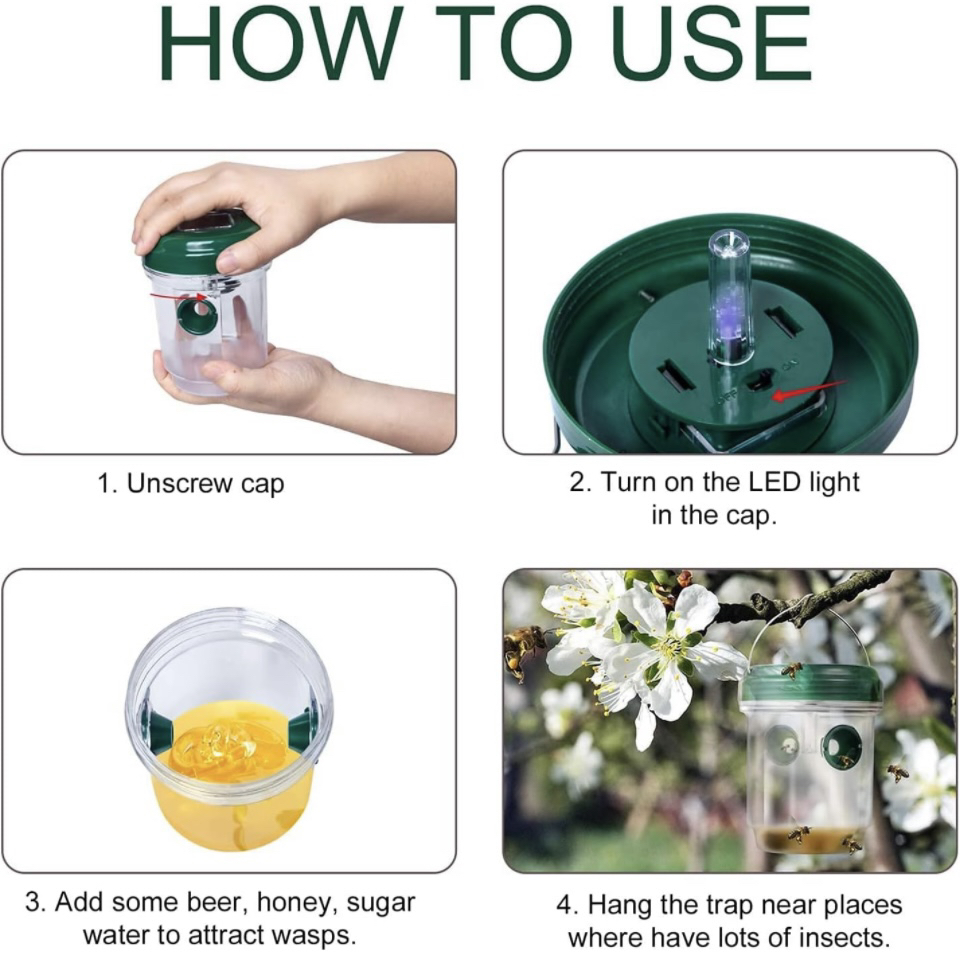 2 Pack Solar Wasp Traps, Solar Powered Wasp Killer Hanging image indicator(4)