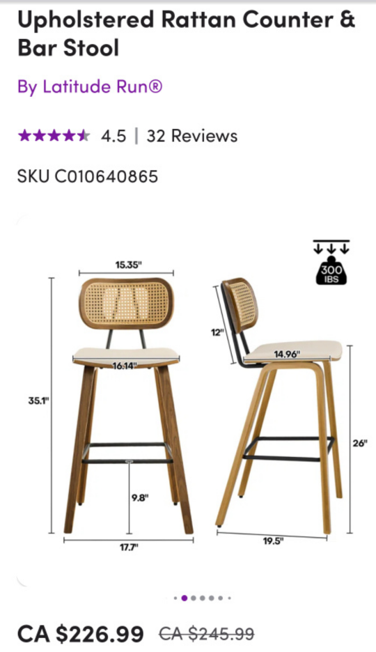 upholstered rattam counter & bar stool - photo 4