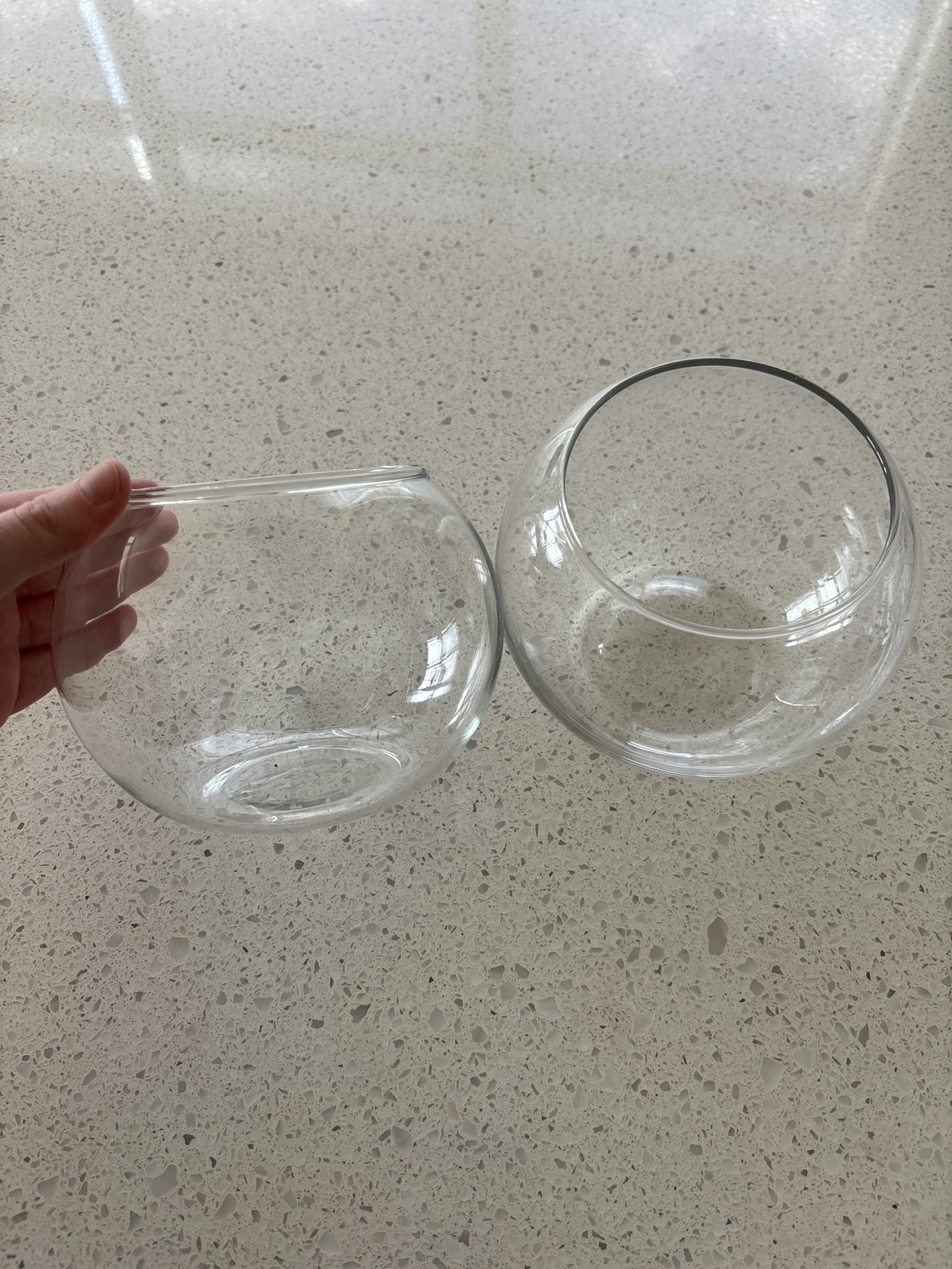 FREE - two short, round glass vases thumbnail