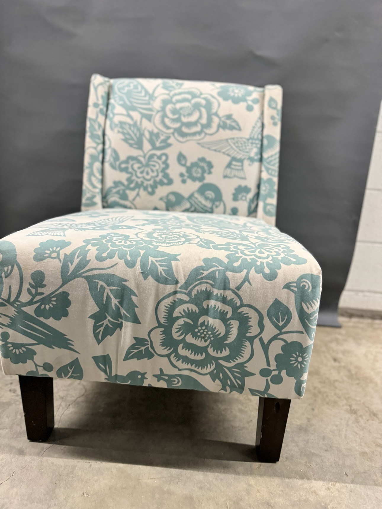 Burke Blue Floral Armless Slipper Chair - photo 2