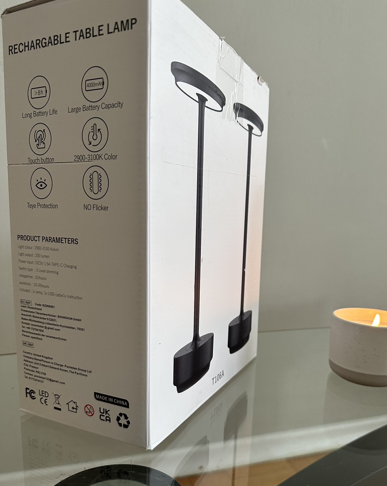 2 LED Table Lamp 3Level Dimming Cordless Rechargeable image indicator(6)