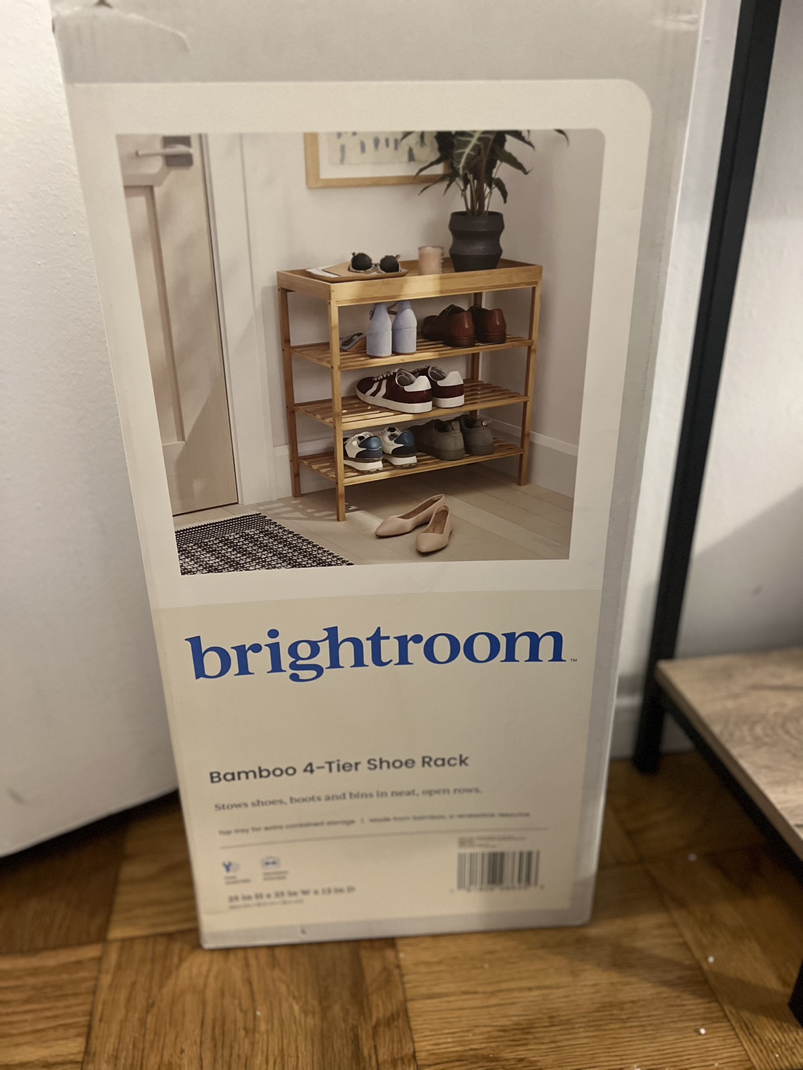 4 tier bamboo shoe rack new in box