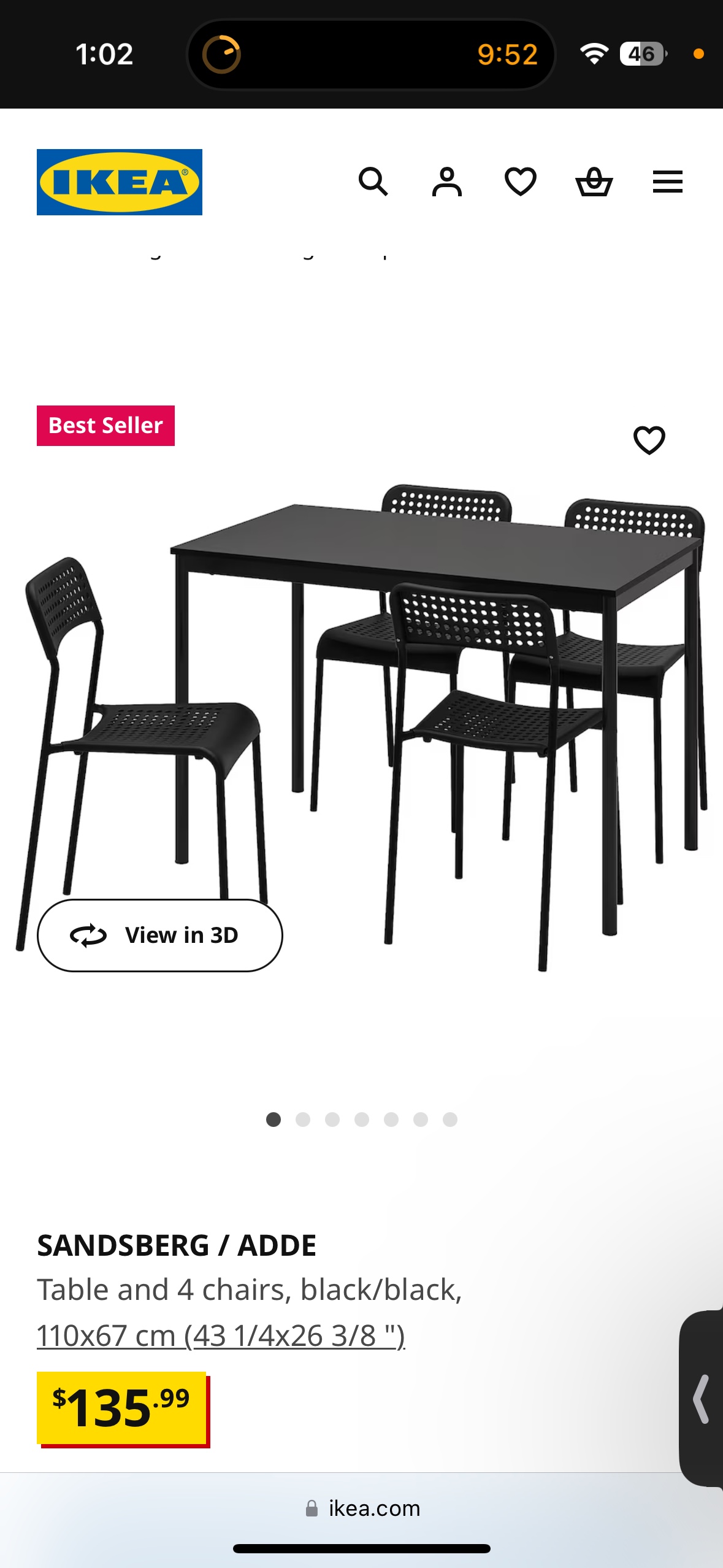 Ikea Dinning table white 4 chairs