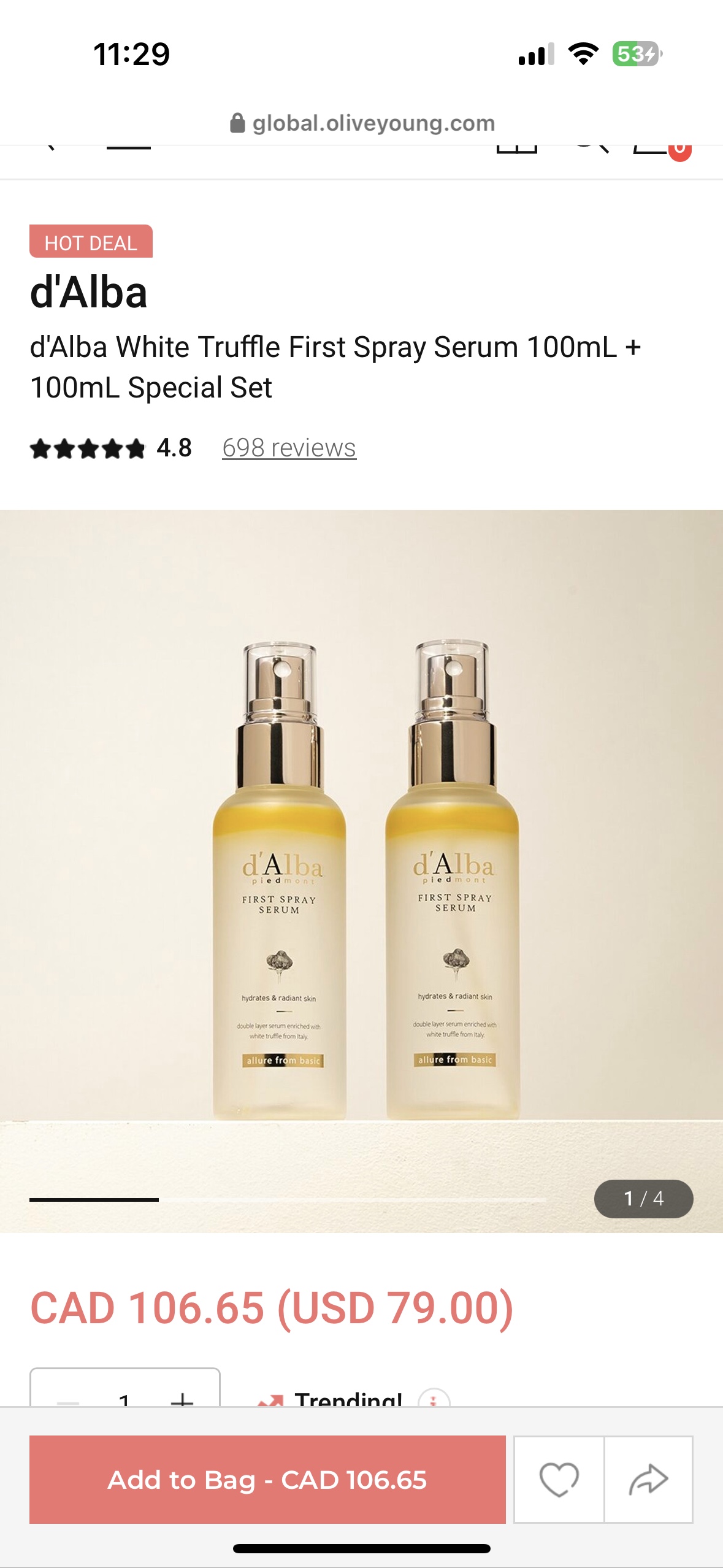 d'Alba Spray Serum 100mL + 100mL Set $50 - photo 2