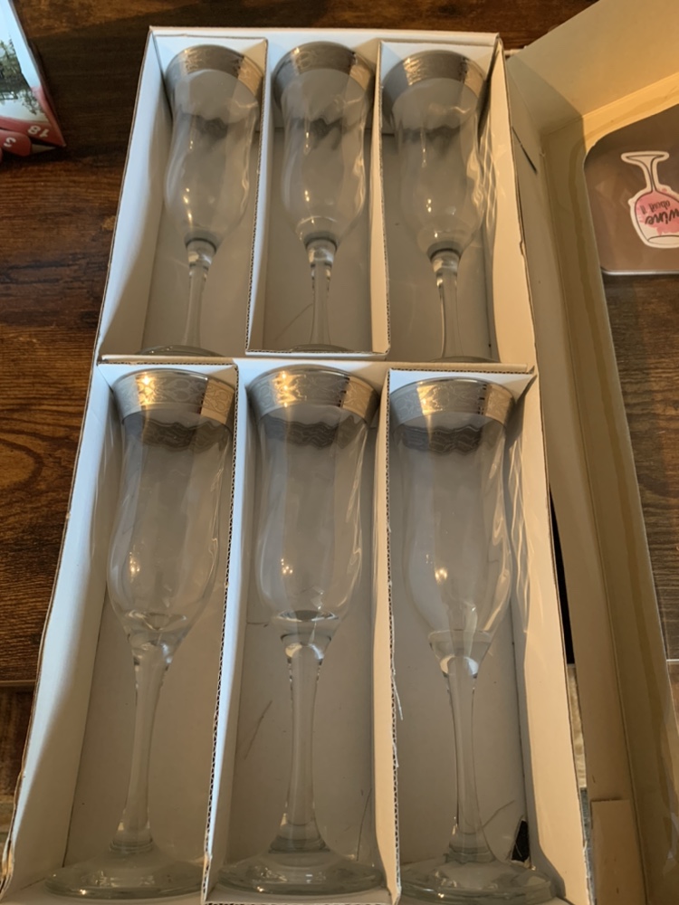 Made in Italy Platinum trimmed champagne flutes thumbnail
